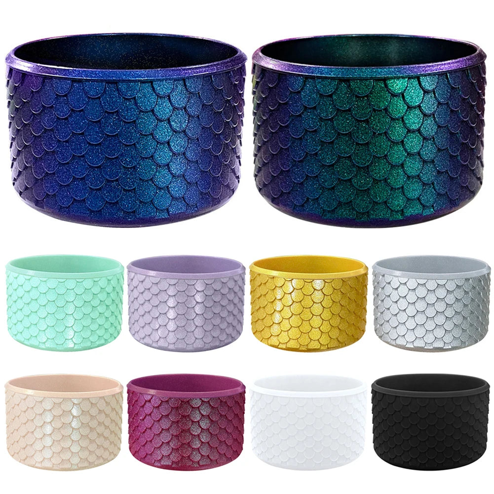 Stanley Set of colorful mermaid scale-patterned cups on a white background
