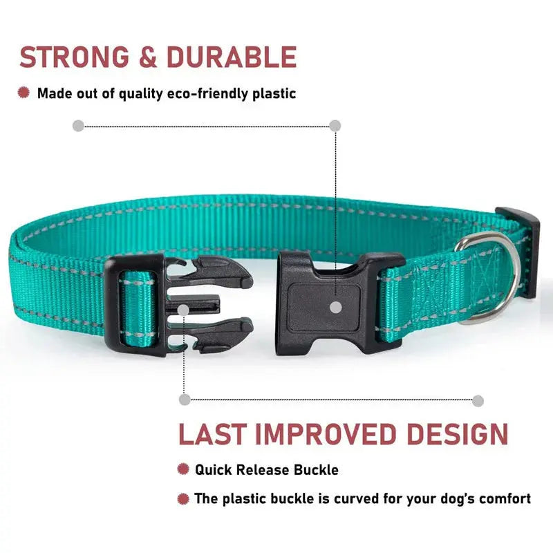 Reflective Dog Collar, Soft Neoprene Medium to Large Dogs, Neck 25-60 Centimetre
