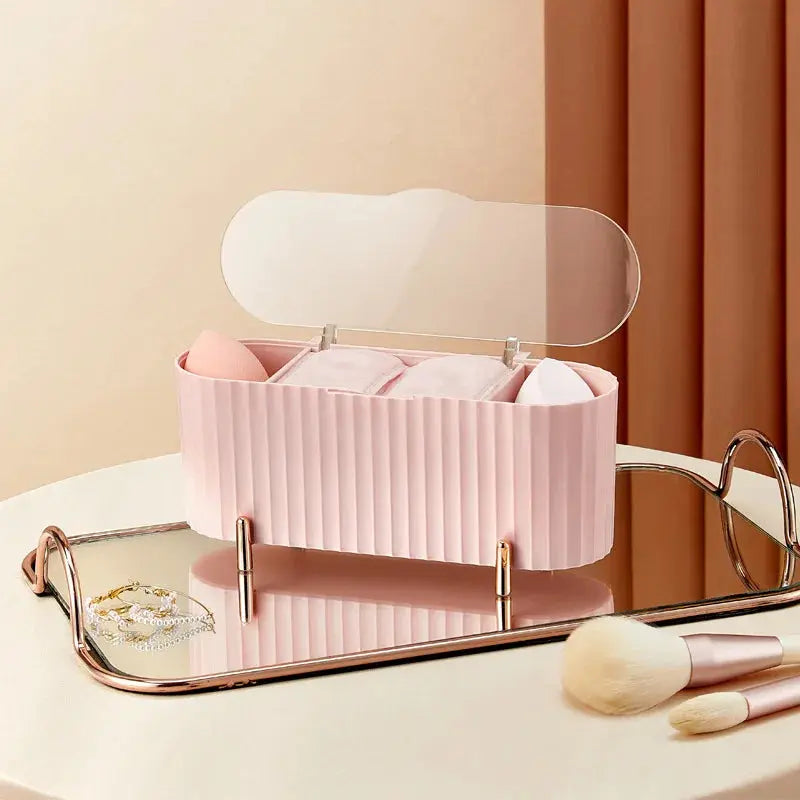 Cosmetic Storage Box With Lid pink