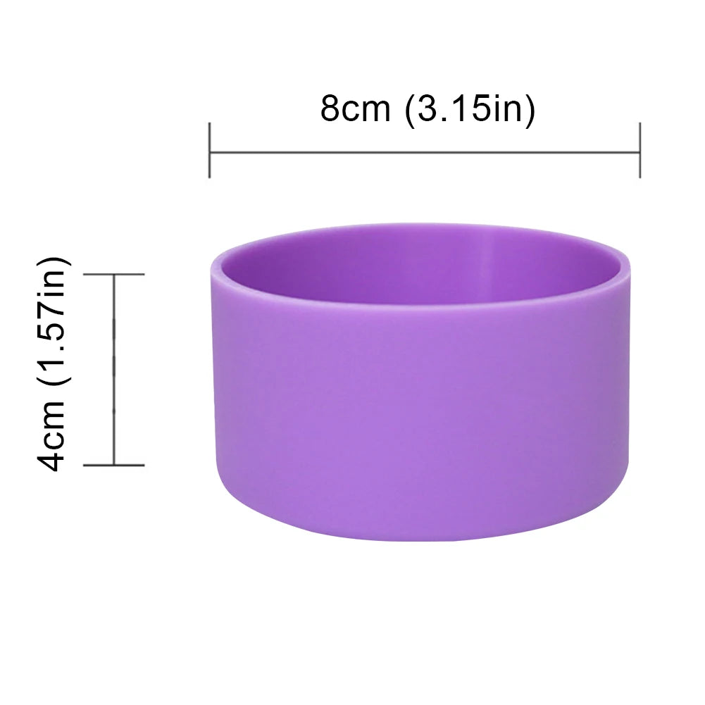 Stanley Purple silicone cup with dimensions labeled on a white background