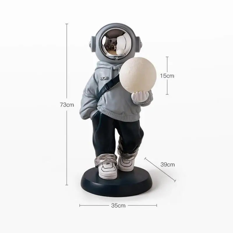 Large Astronaut Statue Floor Ornament Moon Sensor Lamp kid space boy space man blue 