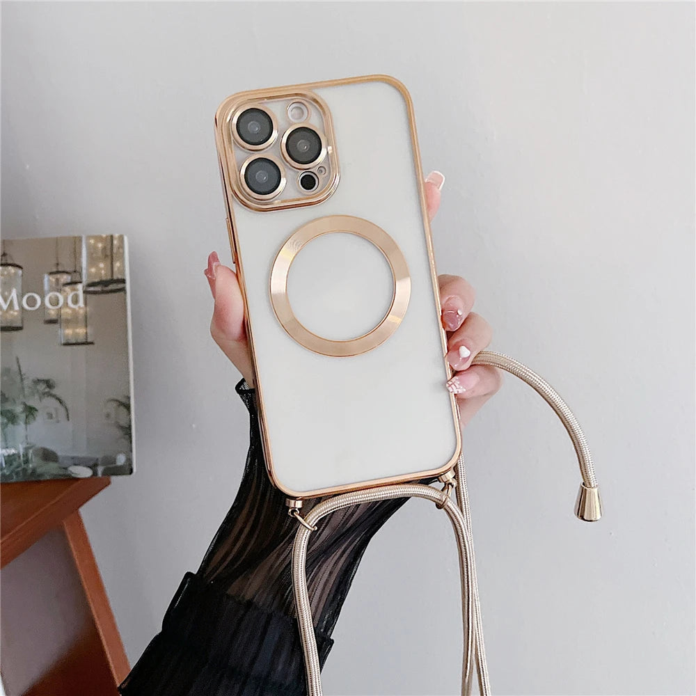 Phone case with stand and ring holder held by a hand against a neutral background