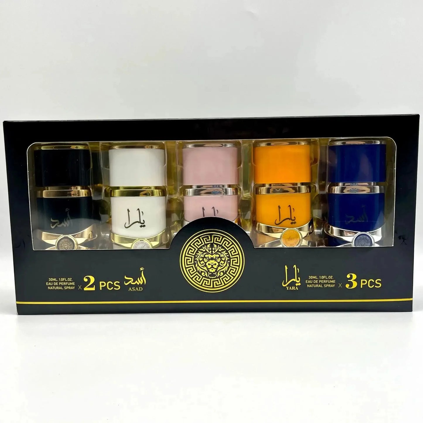 Set of nail polish bottles in a black box with visible brand logo