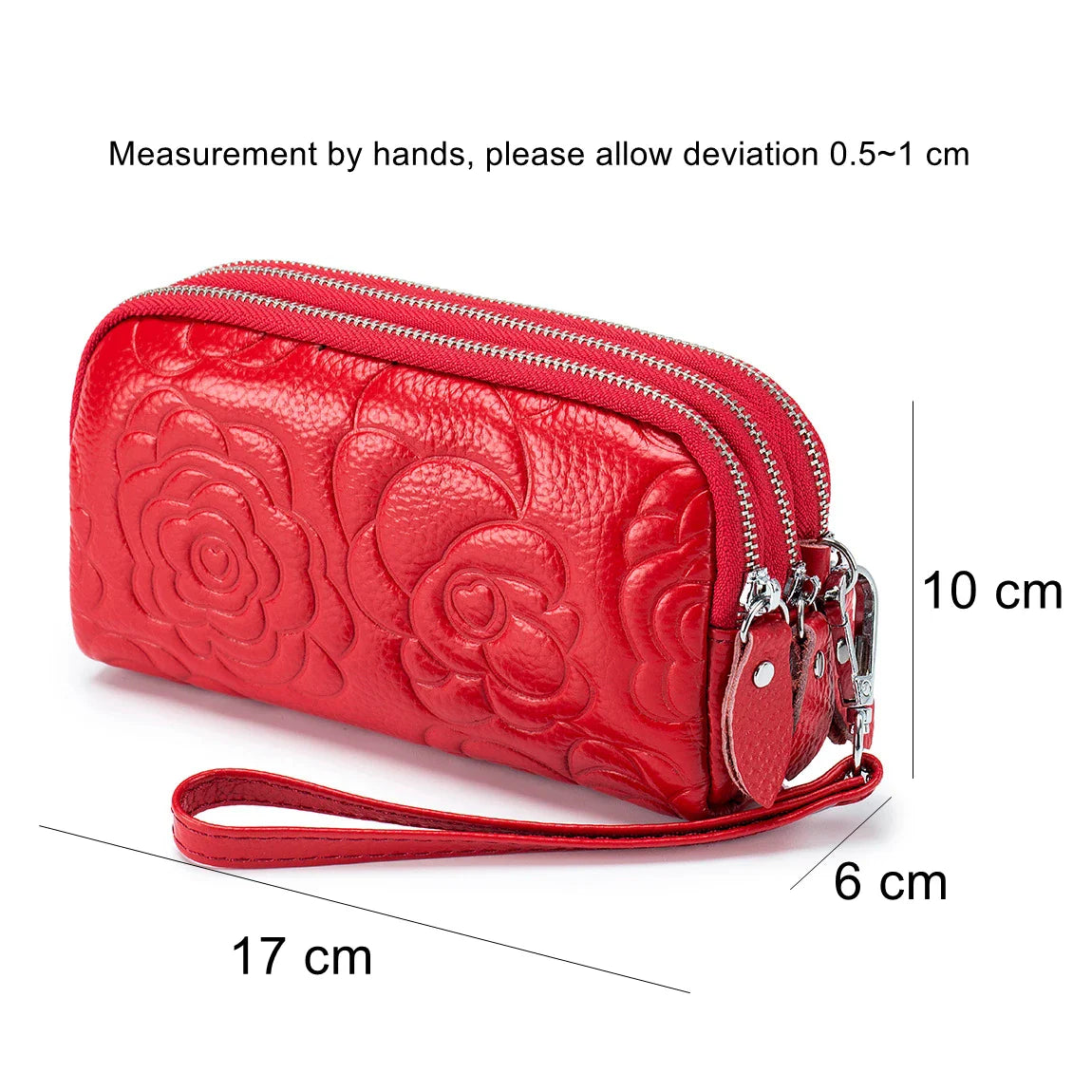 Genuine Leather Wallet Handbags For Women Embossing Pure Ember