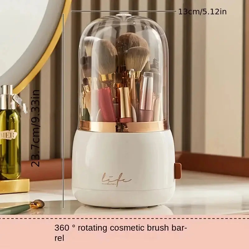 Cosmetic Rotating Brush Storage white and rose gold