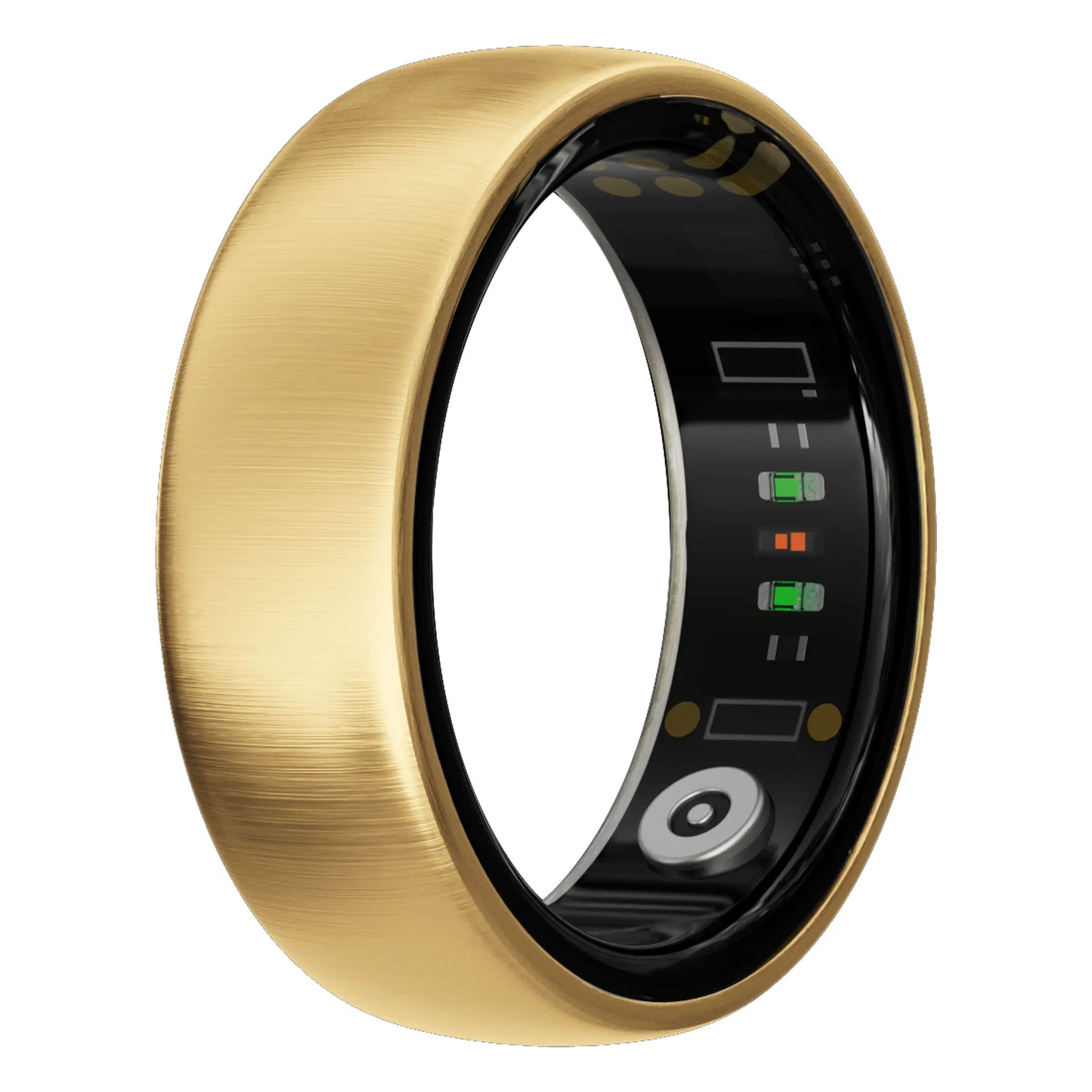 oura smart ring Gold smart ring with digital display on a white background