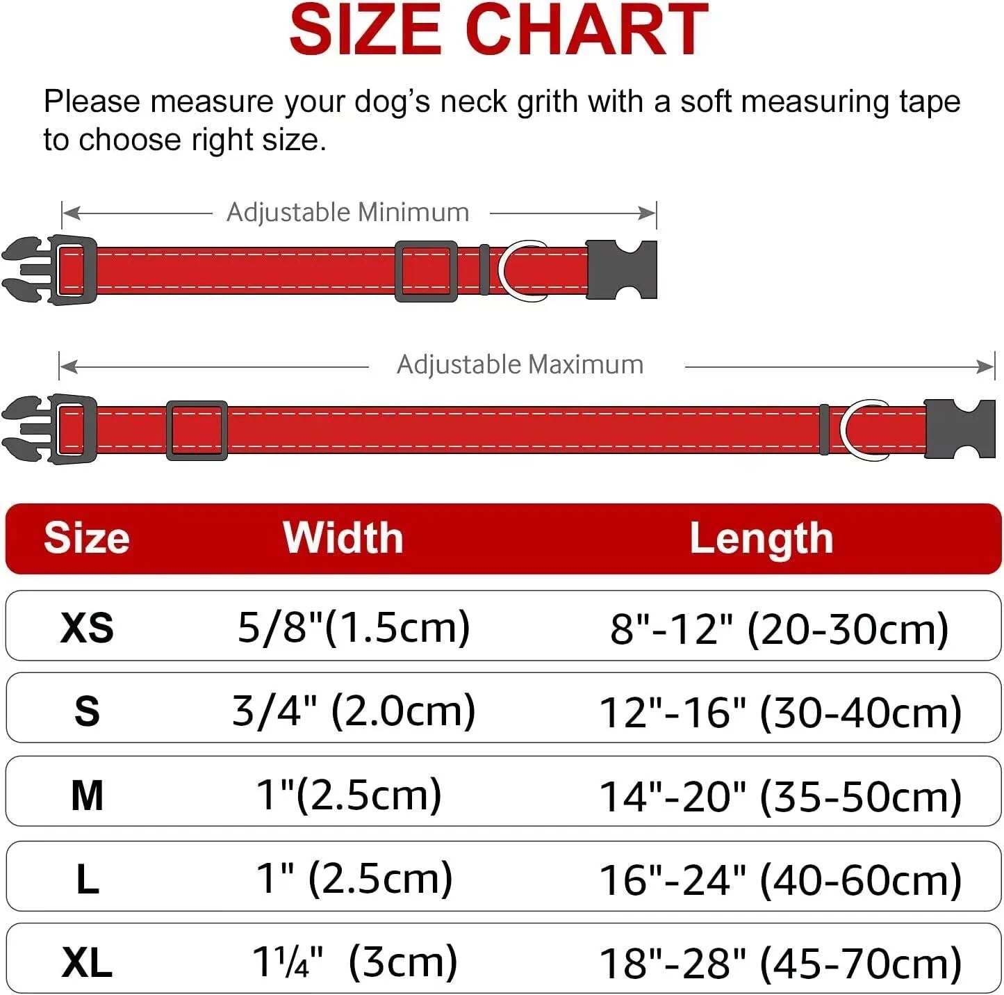 Reflective Dog Collar, Soft Neoprene Medium to Large Dogs, Neck 25-60 Centimetre