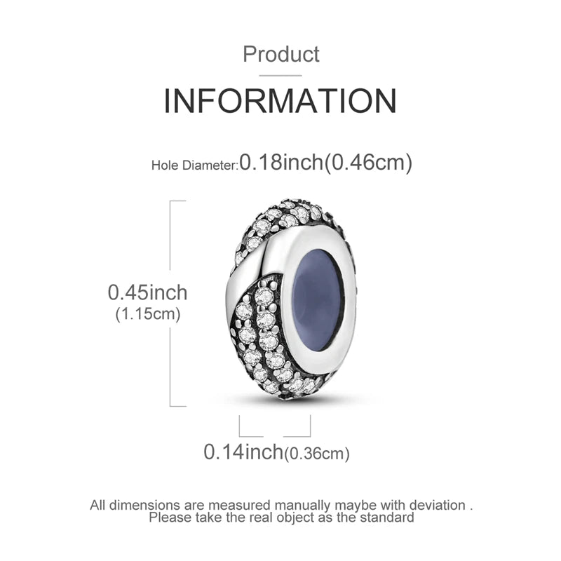 Jewelry charm with dimensions on a white background
