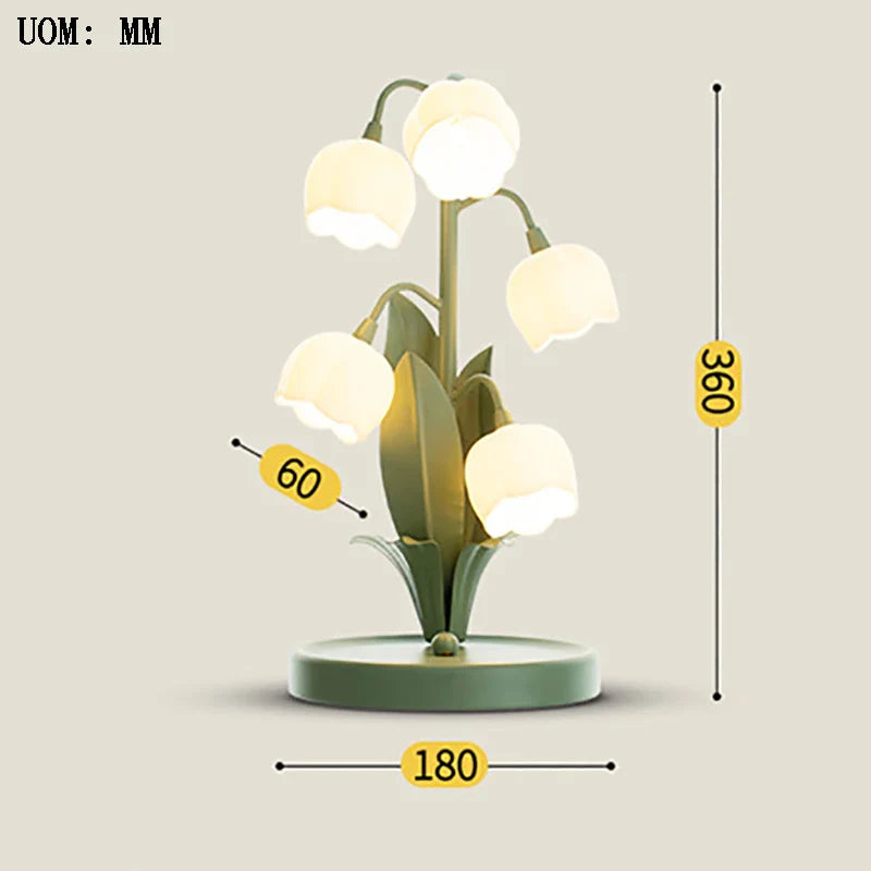 Decorative table lamp with measurements on a beige background
