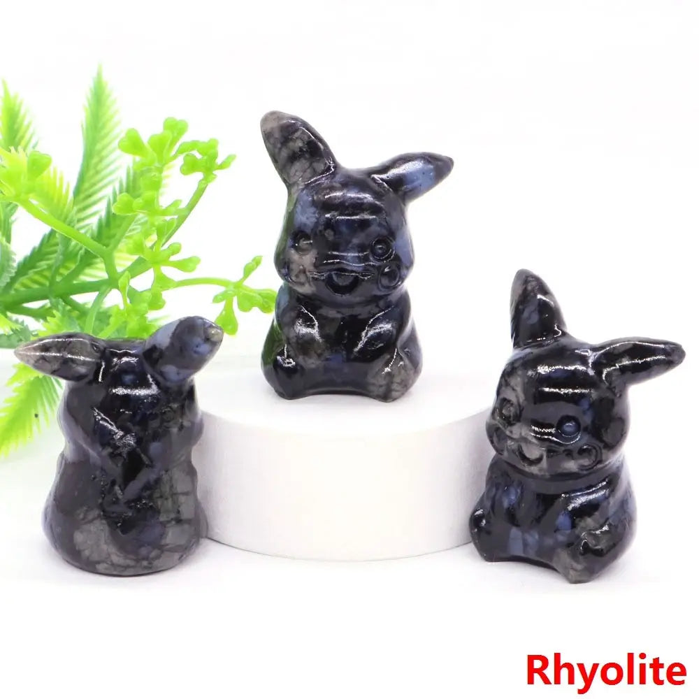 40mm Cute PICACHO Cartoon Natural Crystals