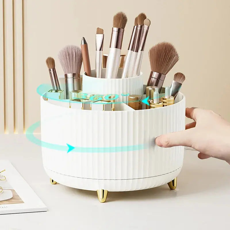 360 Rotating Makeup Cosmetic Organizer Large Capacity white