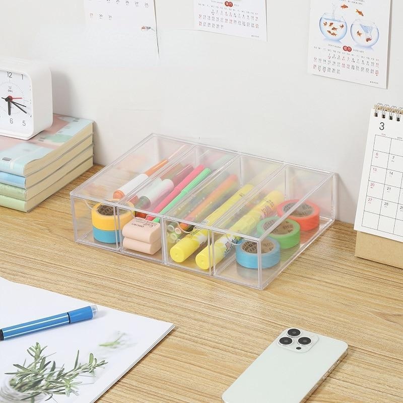 4-layer Plastic Drawer Storage Box Transparent Dustproof Sunglasses Organizer