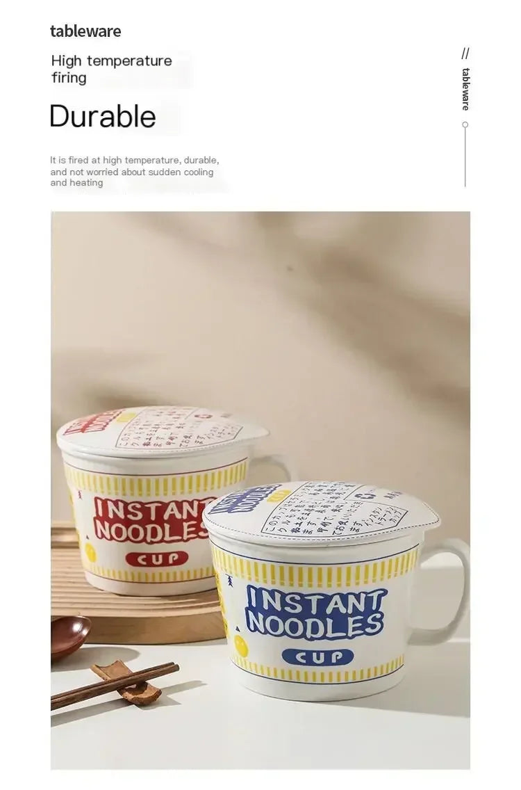 Durable high-temperature fired ceramic noodle bowls in red and blue. Designed for everyday use and heat resistance.