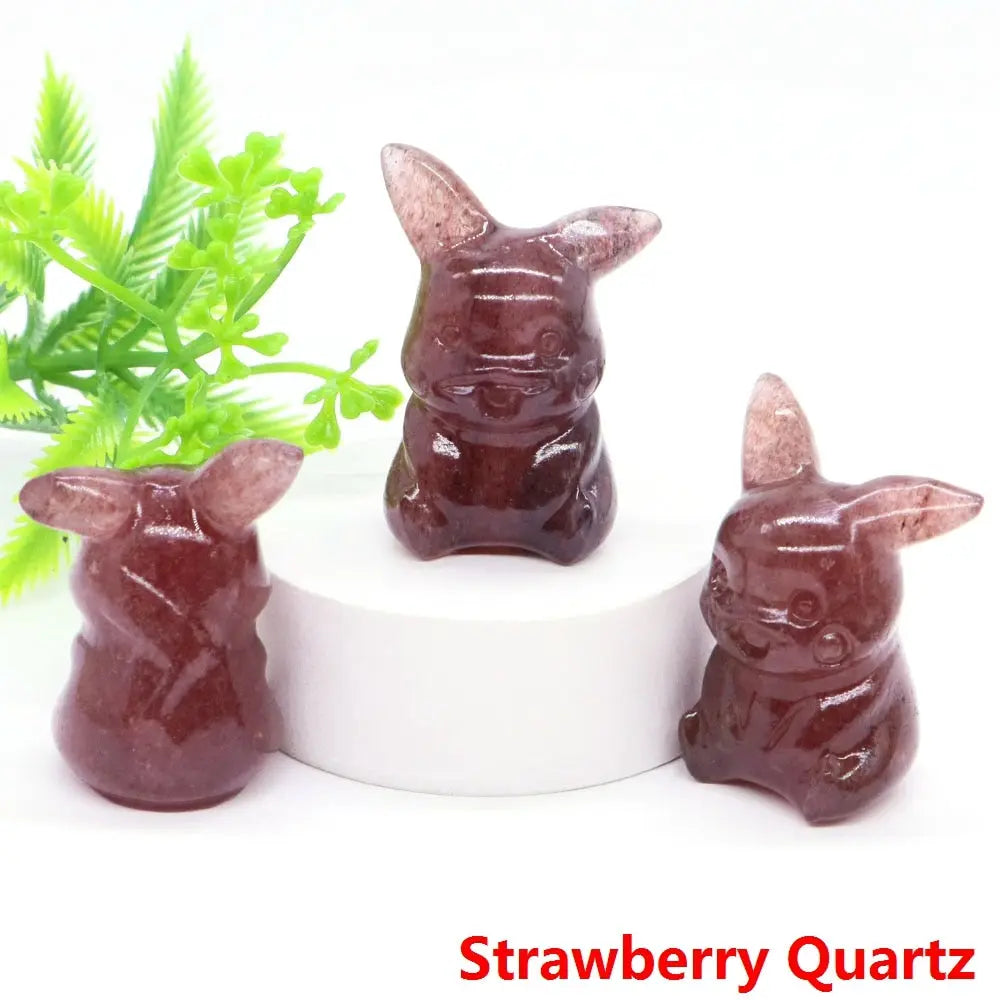 40mm Cute PICACHO Cartoon Natural Crystals