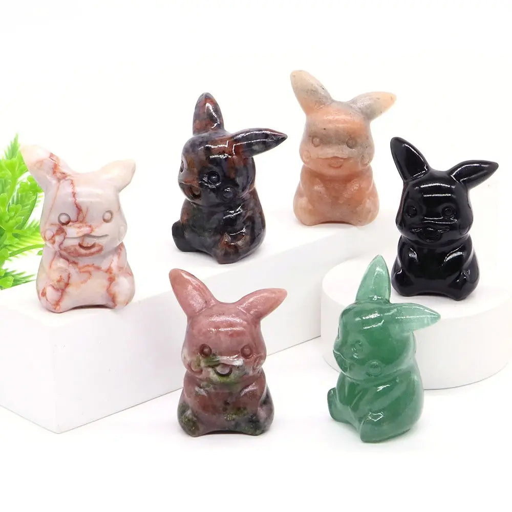 40mm Cute PICACHO Cartoon Natural Crystals