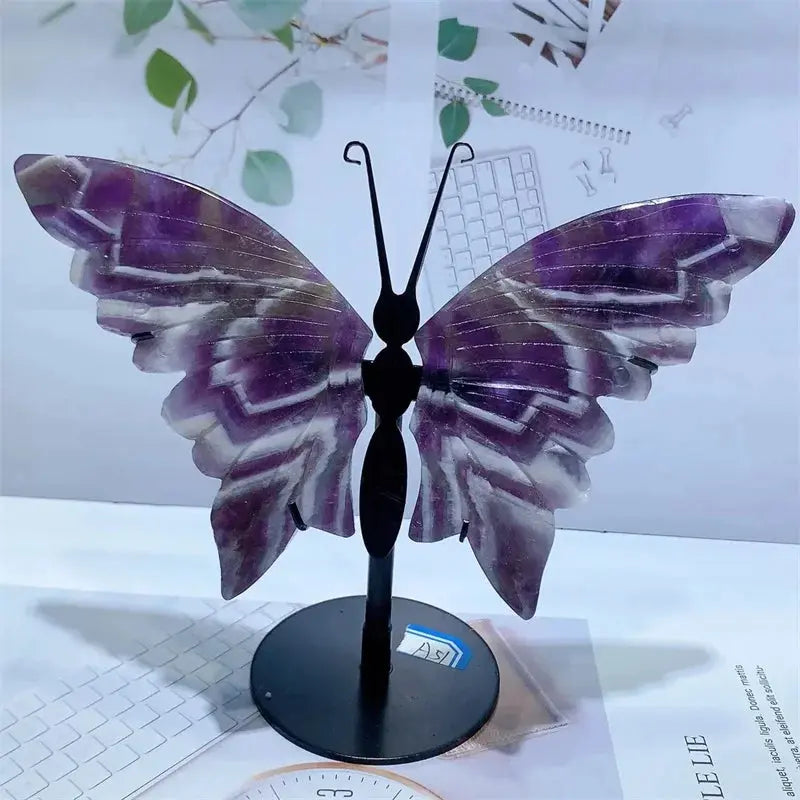Natural Dream Amethyst Butterfly Wings Crystal With Stand