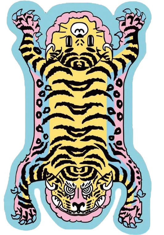 Abstract Art Tiger Rug - Yellow, Pink & Blue