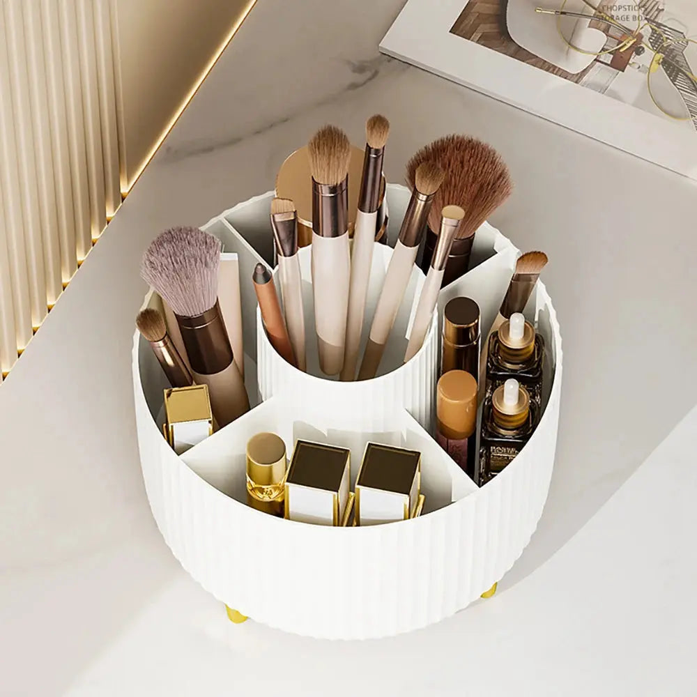 360 Rotating Makeup Cosmetic Organizer Large Capacity white