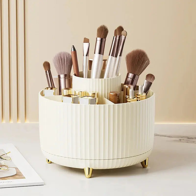 360 Rotating Makeup Cosmetic Organizer Large Capacity white