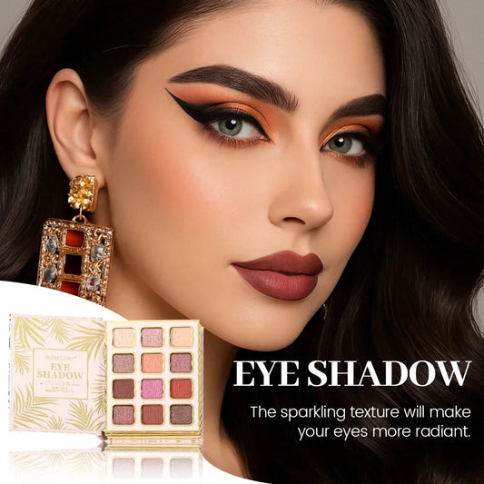 3-Page Makeup Magic Book with 12 Eyeshadow Shades, 3 Lip Colors, and 4 Contour Blush Shades Pure Ember