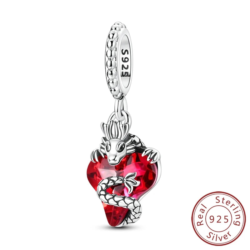 New IN 925 Sterling Silver Cherry Koi Tulip Dragon Charms Beads Jewellery Fit Original 925 Bracelet Pure Ember