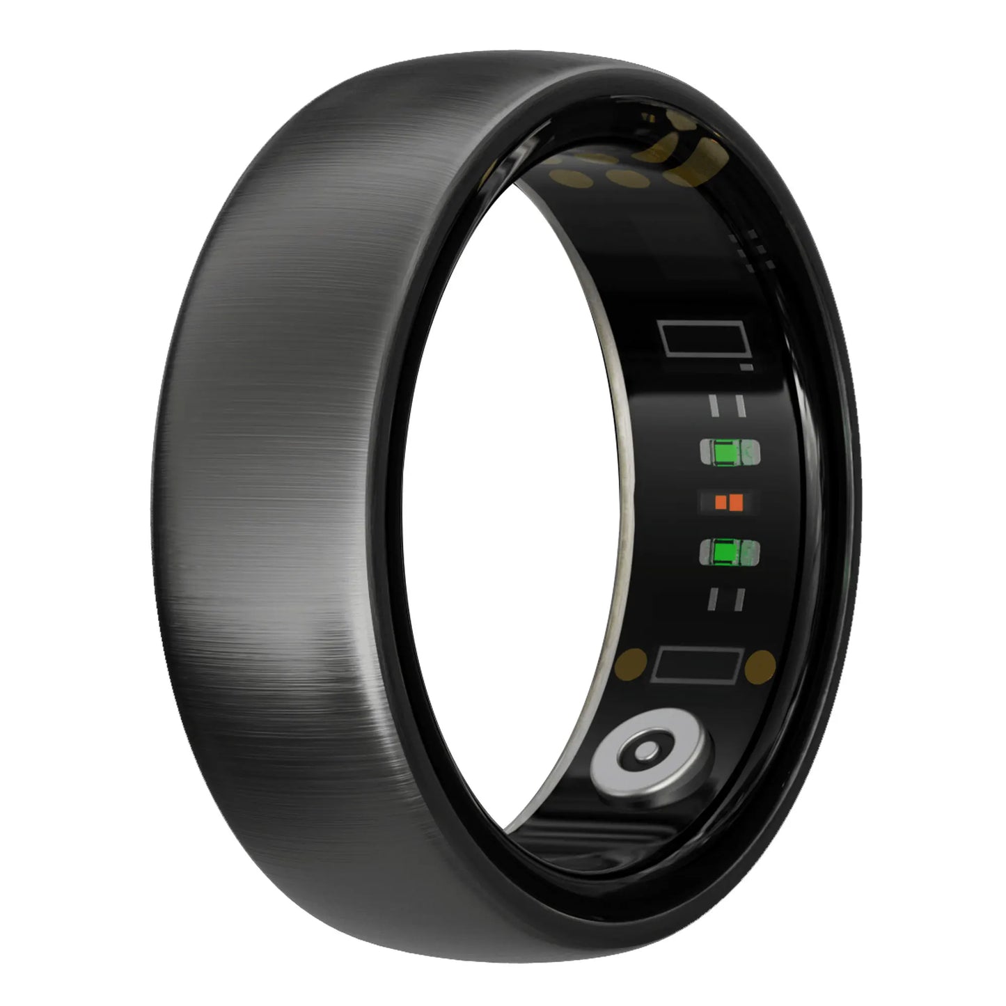 oura smart ring Black smart ring with digital display on a white background