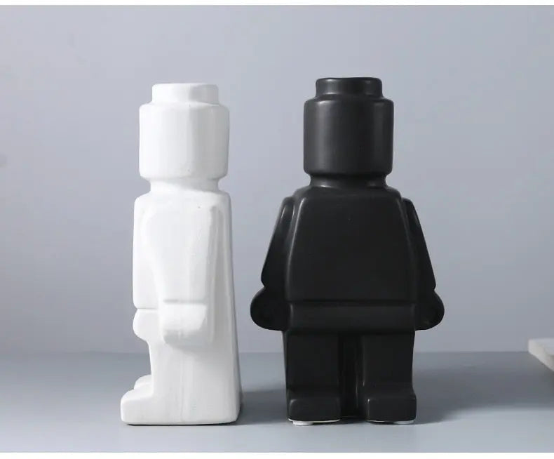 Lego Man Vase black and white