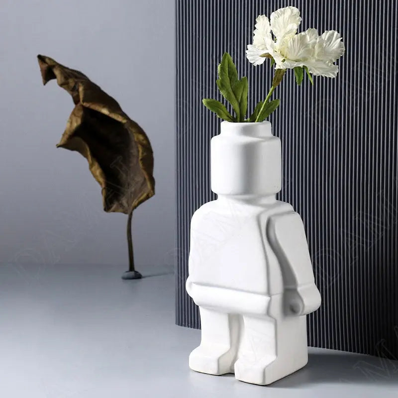 Lego Man Vase white