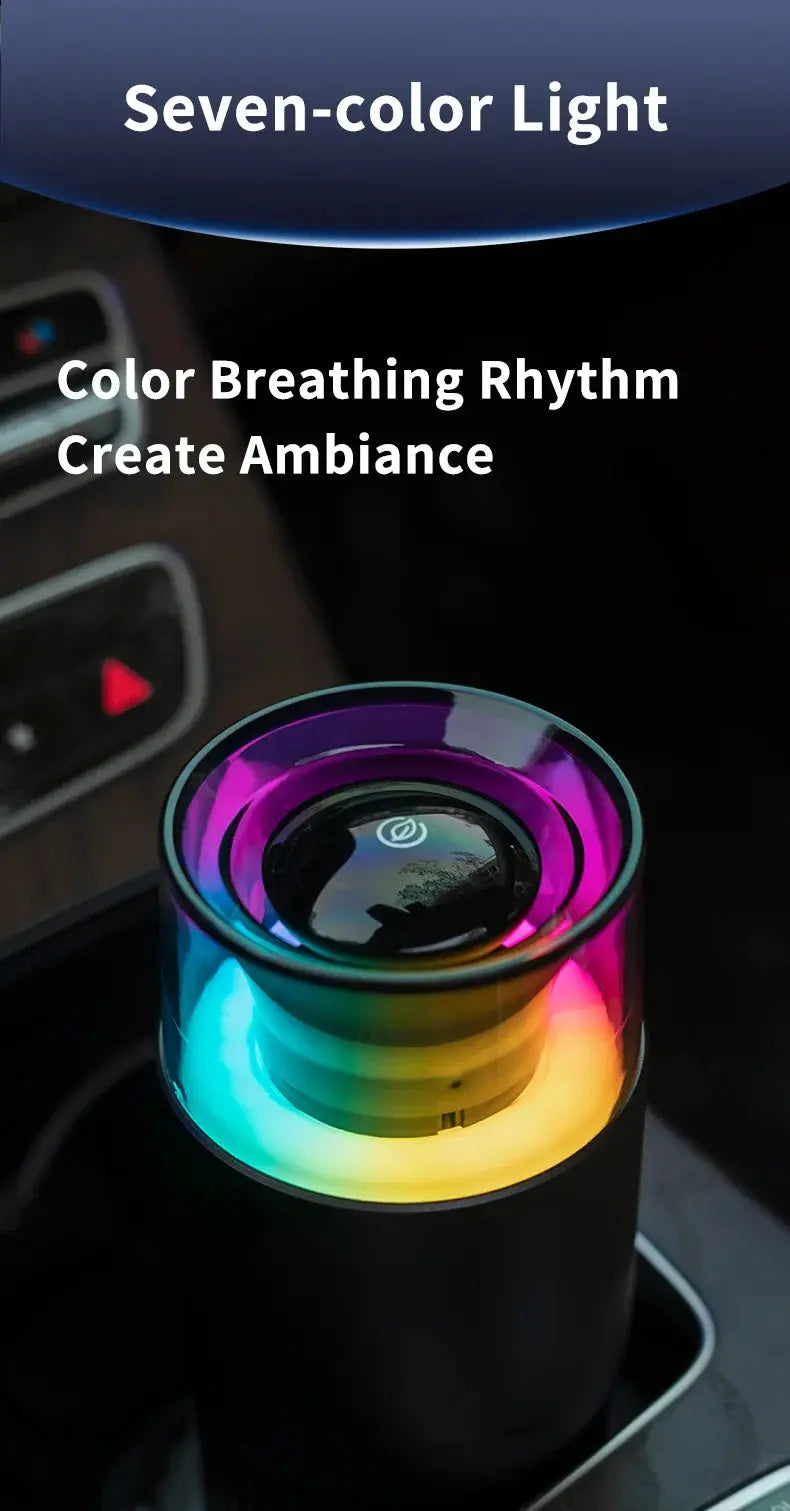 Car Air Purifier with Negative Ions Purifying, LED RGB Light, Vehicle Air Freshener for Oddor PM2.5, USB Powered Pure Ember