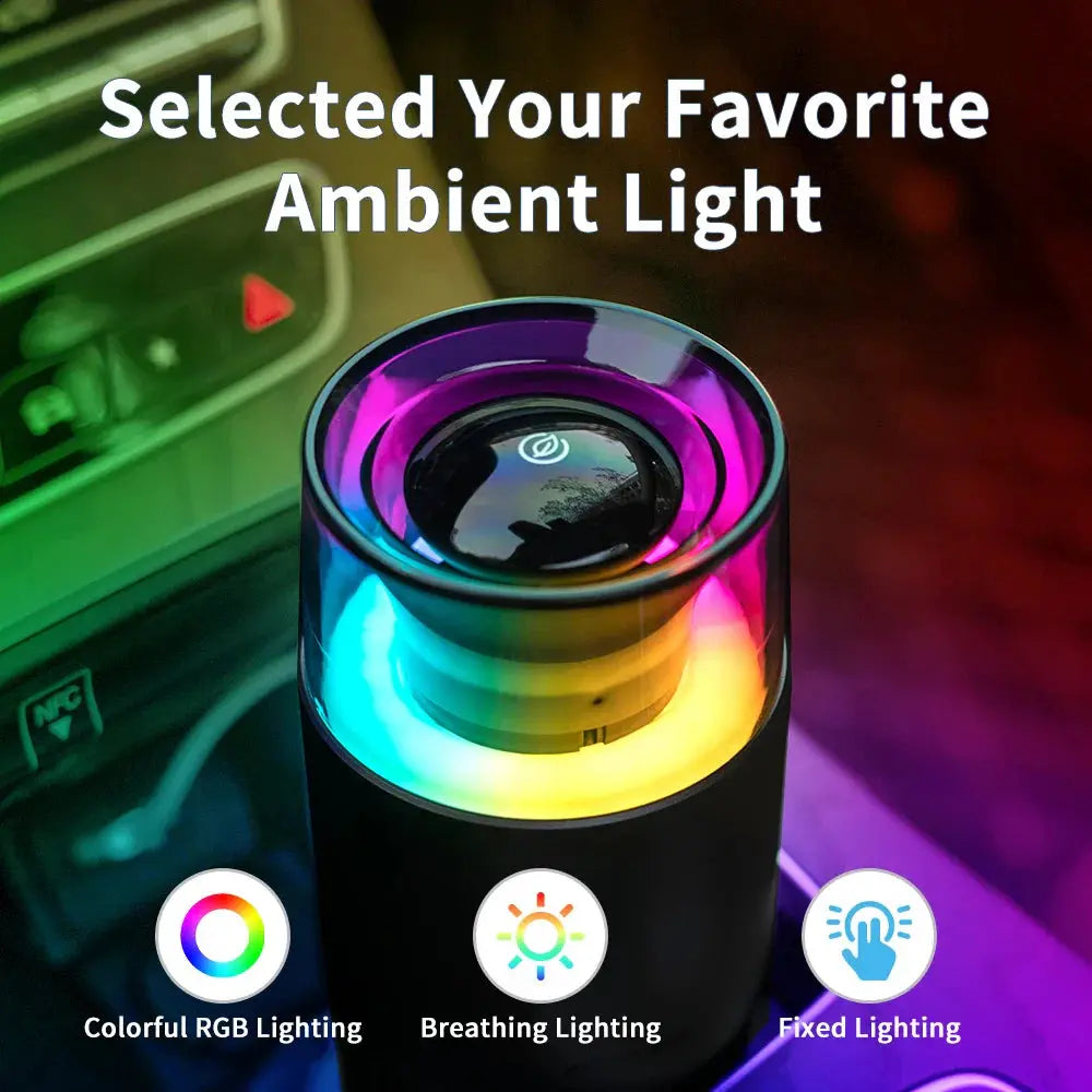 Car Air Purifier with Negative Ions Purifying, LED RGB Light, Vehicle Air Freshener for Oddor PM2.5, USB Powered Pure Ember