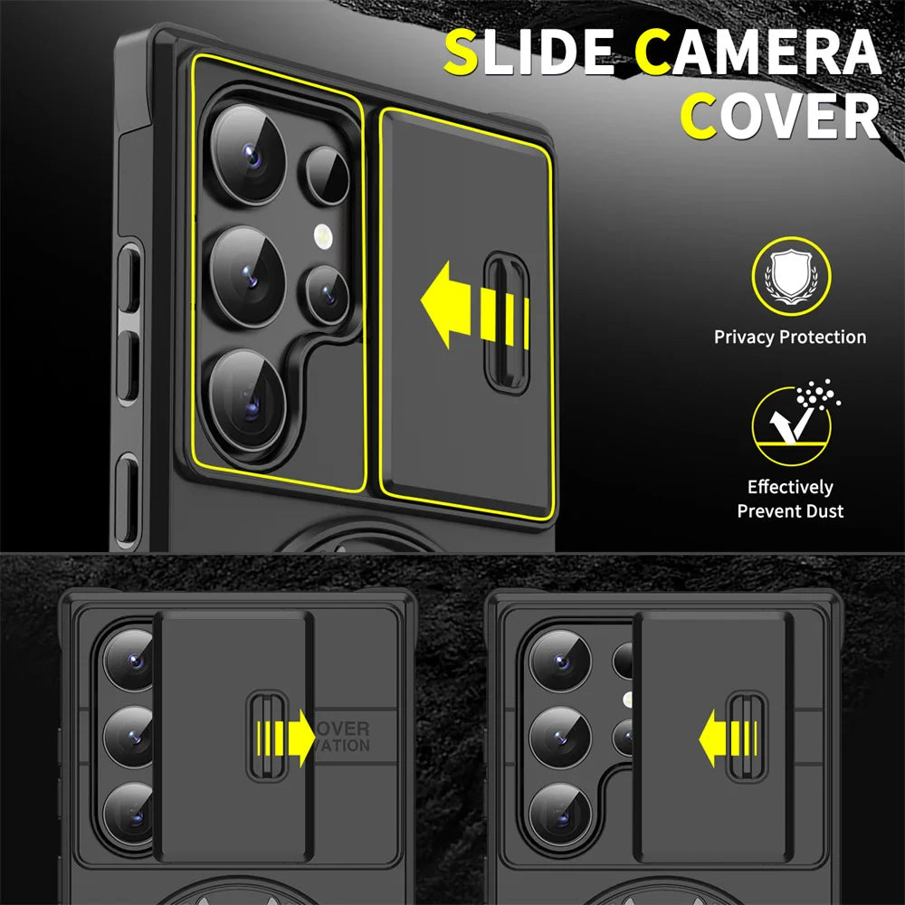 Slide camera cover for a smartphone with privacy protection and dust prevention features.