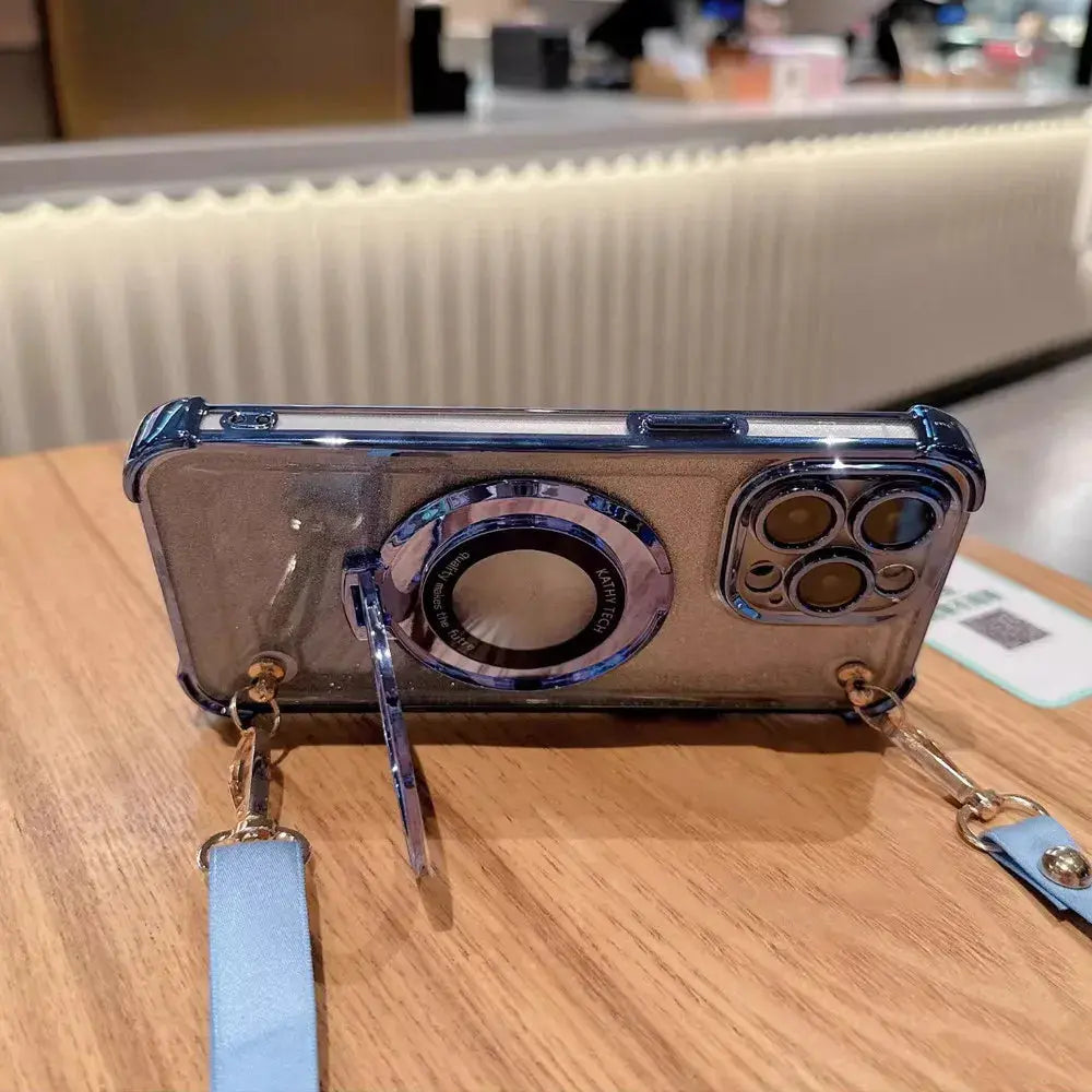 Shockproof Glitter Lanyard Case For iPhone Pure Ember