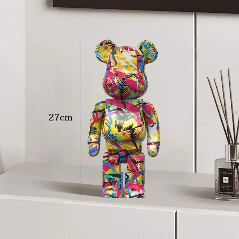 Colorful bear-like figure with measurement label on a white surface be@rbrick collectable