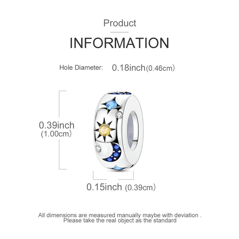 Jewelry charm with measurements on a white background