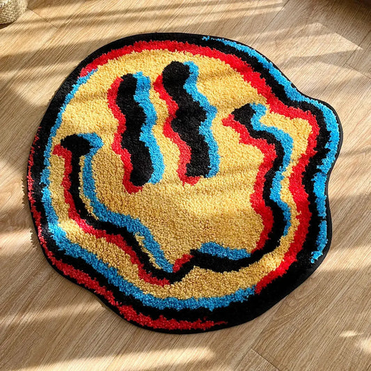 Trippy Smiling Face Rug Handmade Tufted Rug