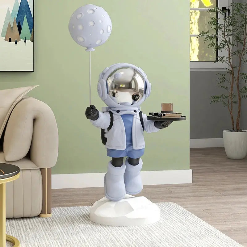 80cm Astronaut Statue with Balloon and Tray blue space boy