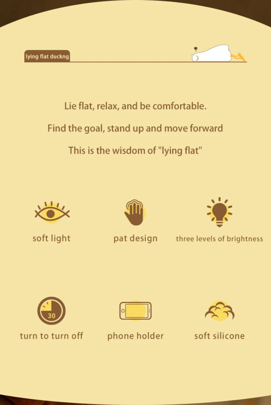 Product packaging with text and icons on a beige background