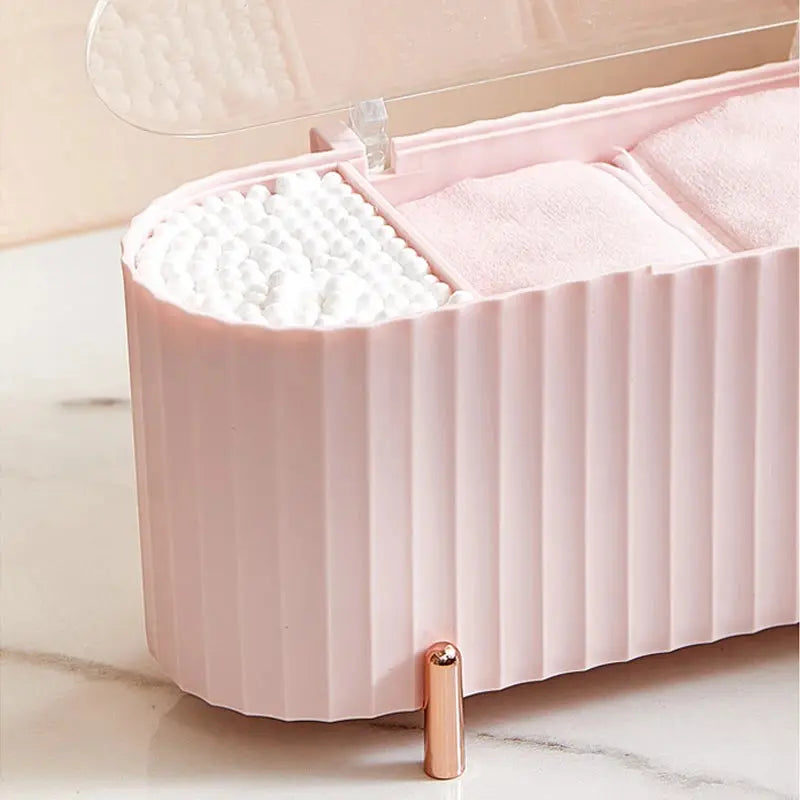 Cosmetic Storage Box With Lid pink and rose gold