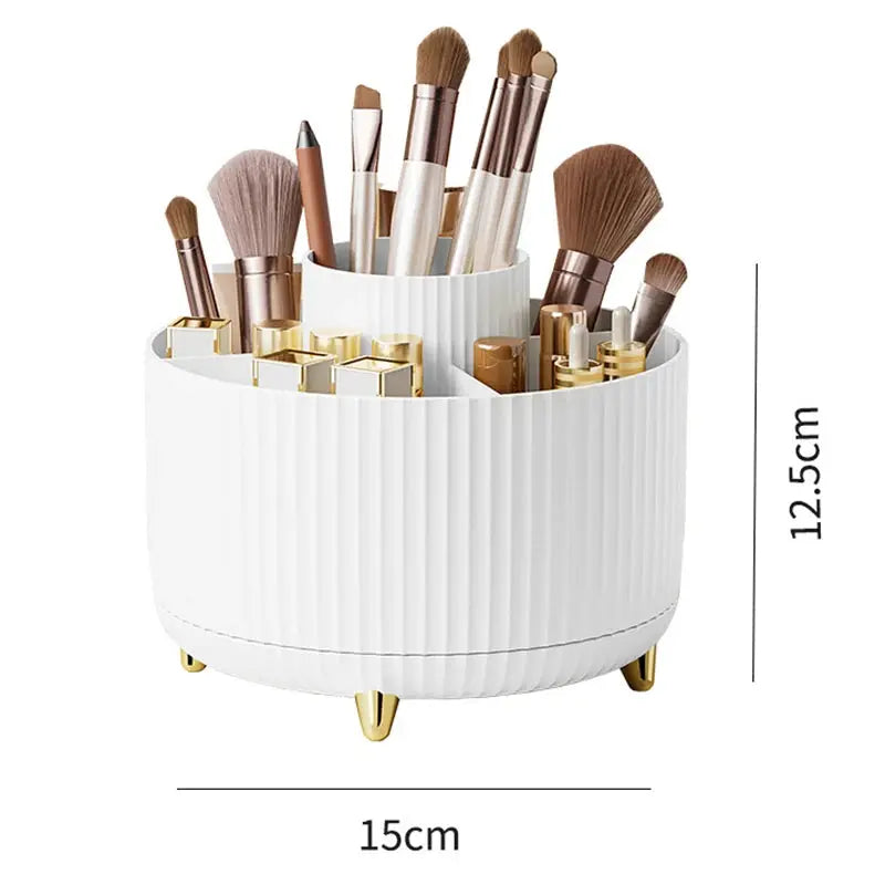 360 Rotating Makeup Cosmetic Organizer Large Capacity white