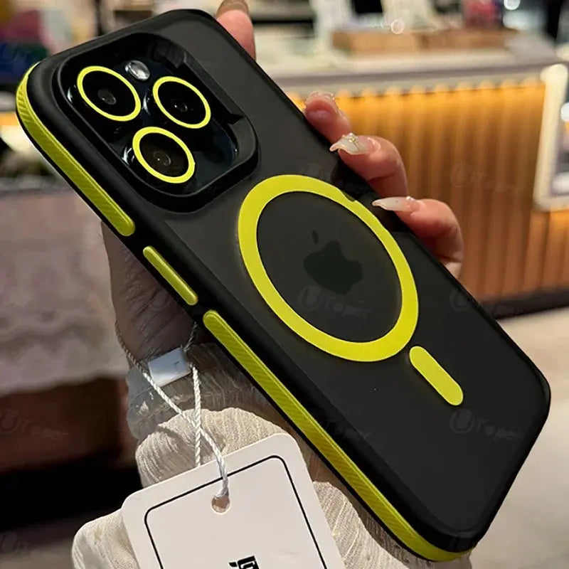 Orange New Bicolour Matte Frosted Magnetic Phone Case For iPhone Pure Ember
