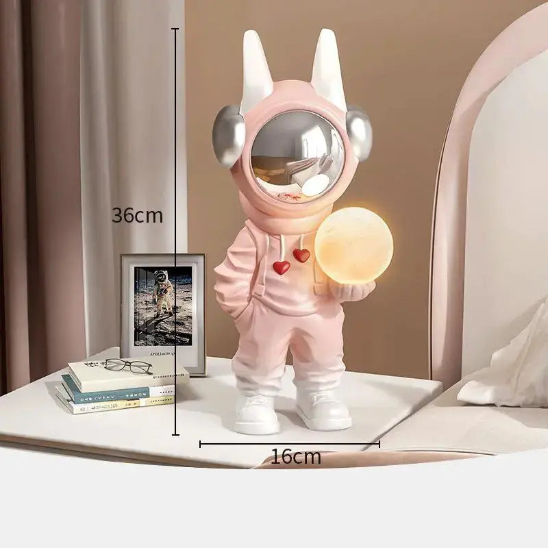 36cm Astronaut Night Light Statue Adjustable Light Spaceman Sculpture pink space girl kids lamp