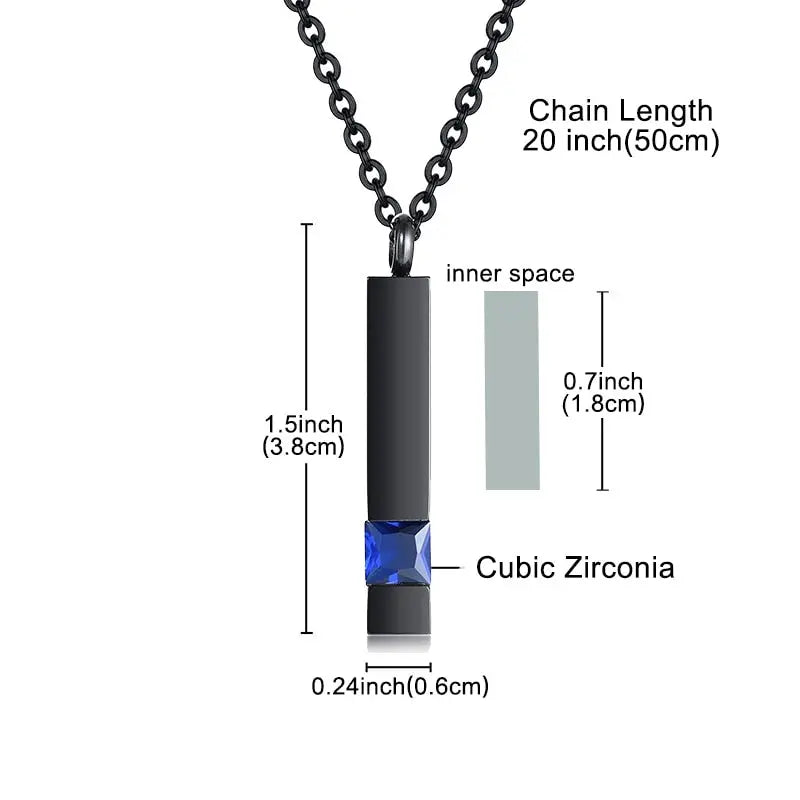 Zircon Cremation Urn Jewelry Cube Memorial Ashes Necklace Pendant