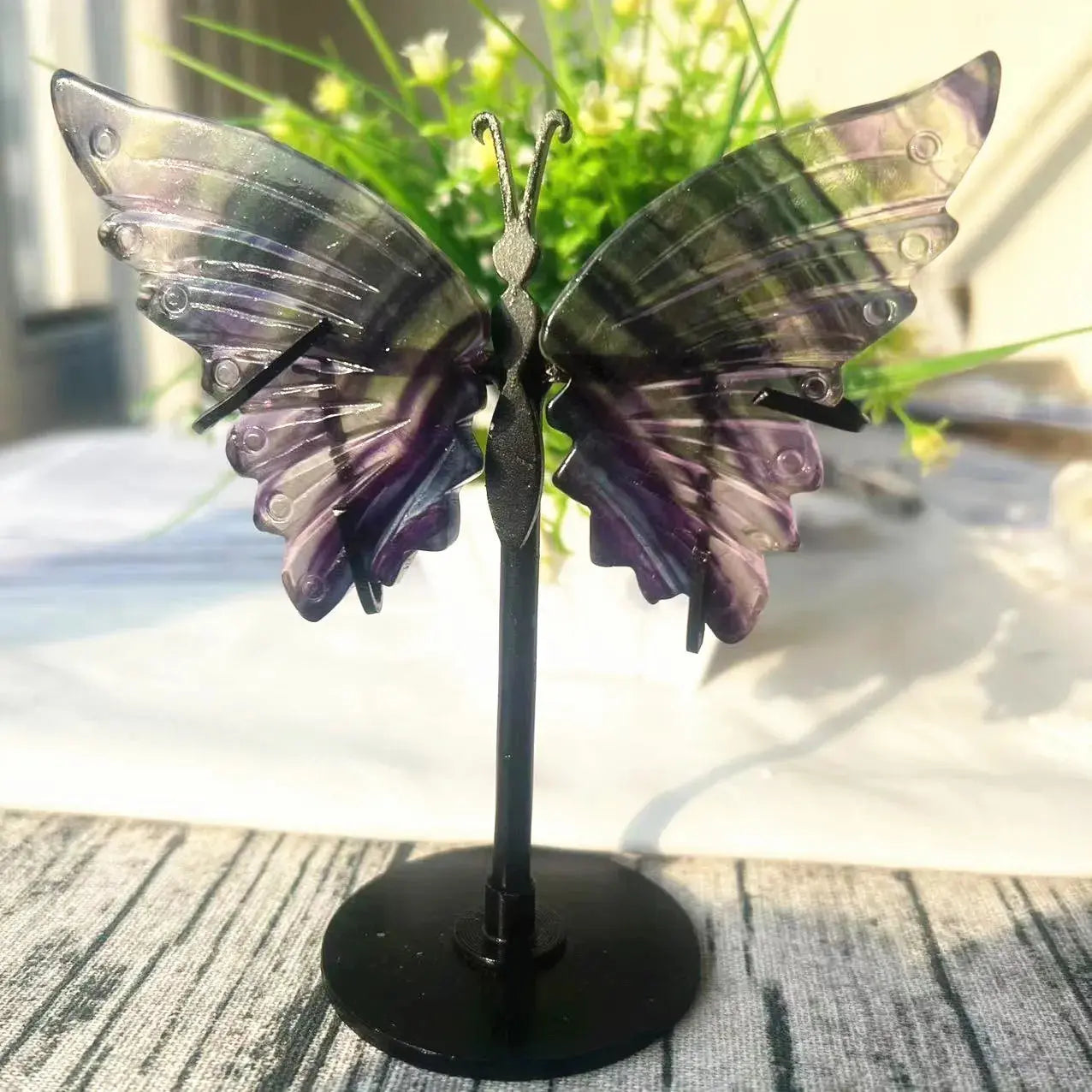 Natural Dream Amethyst Butterfly Wings Crystal With Stand