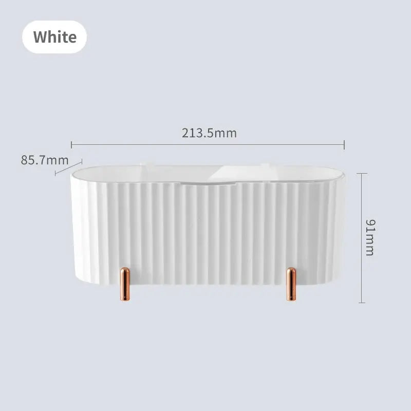 Cosmetic Storage Box With Lid white and rose gold
