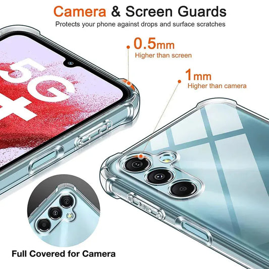 Phone screen and camera guard with protective features highlighted