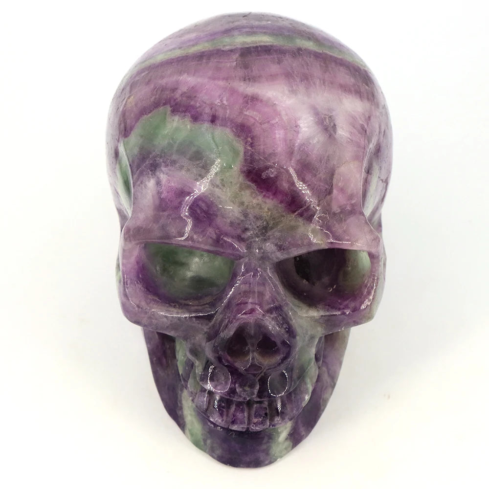 Fluorite Skull Natural Stone Carving Healing Crystal
