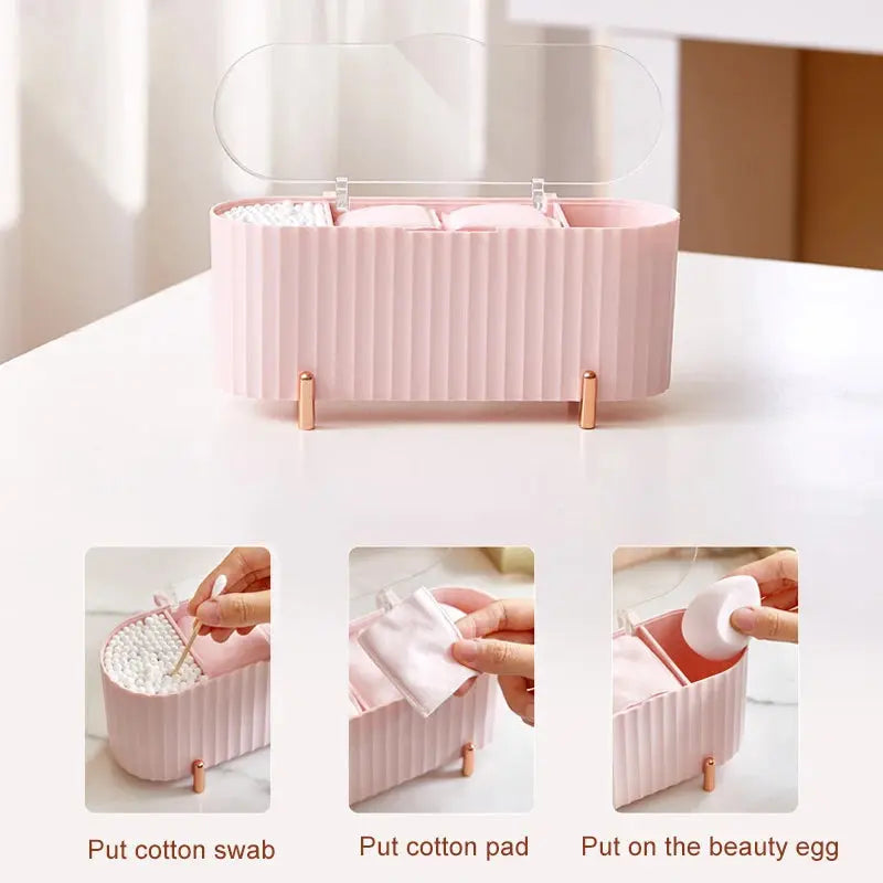 Cosmetic Storage Box With Lid pink