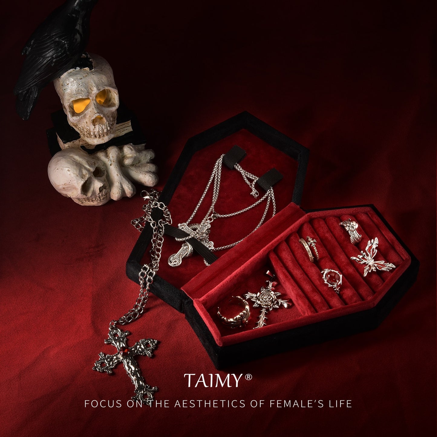 Gothic Velvet Coffin Jewelry Box