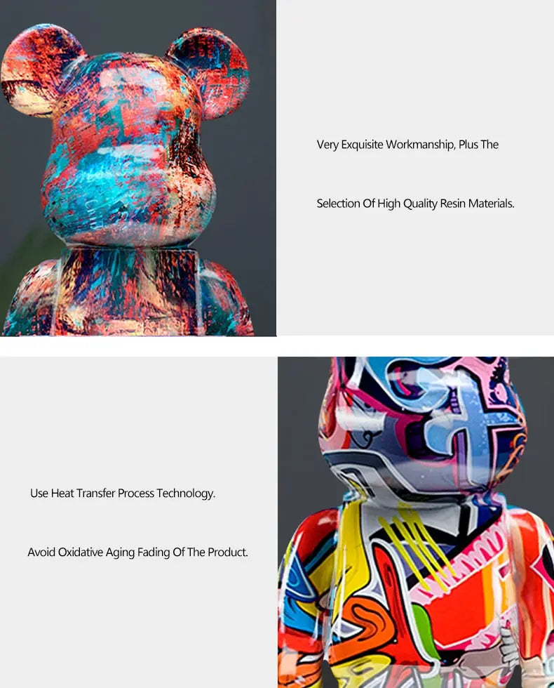 Nordic Bearbrick Bear Statues and Sculptures Graffiti Ornaments