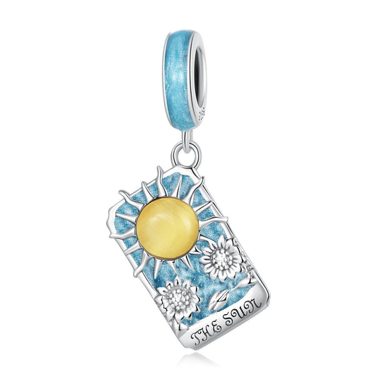 925 Sterling Silver Sun Tarot Pendant For Diy Bracelets & Necklaces Pure Ember